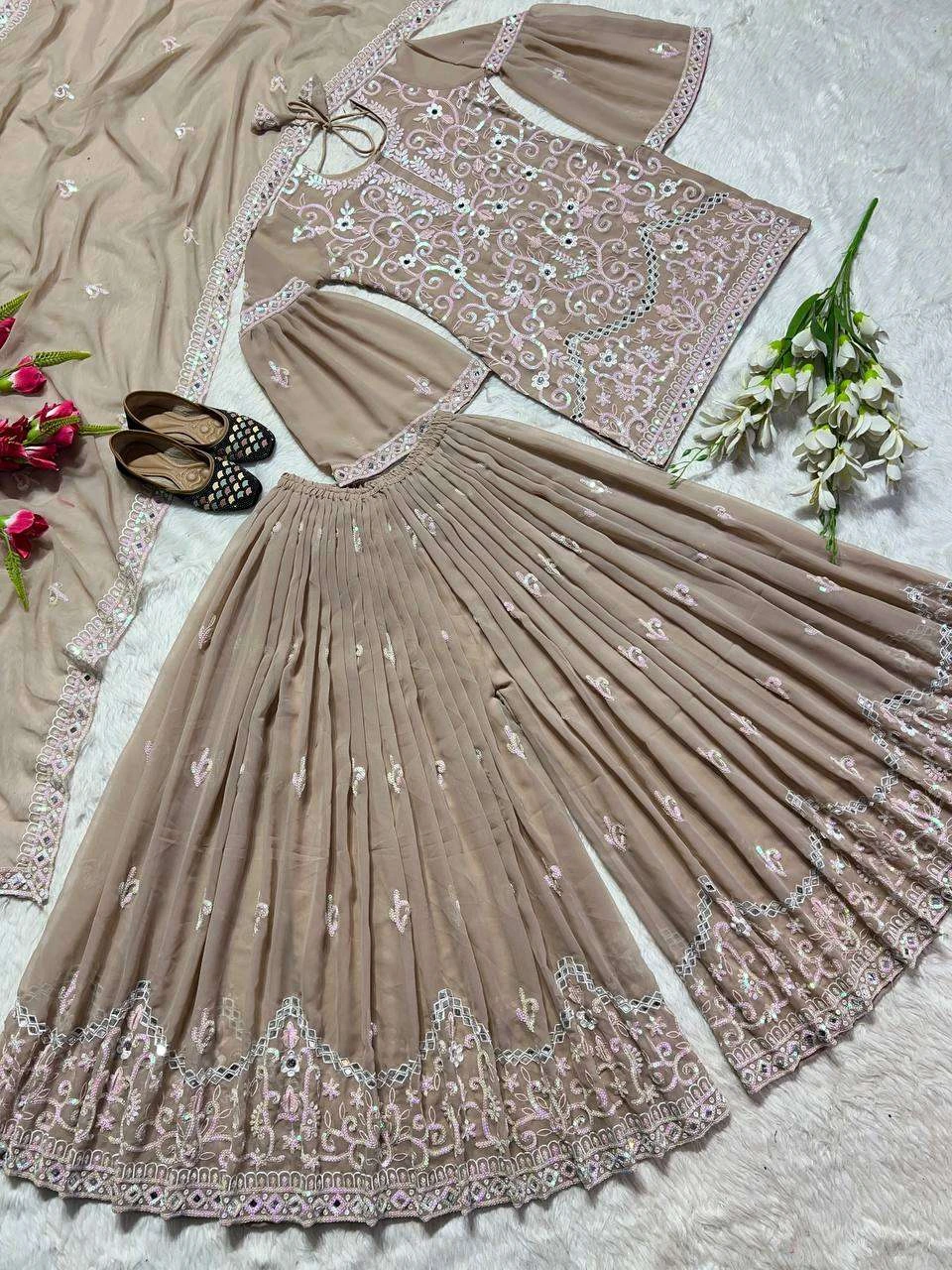 Vardan Ethnic Md 3003 Heavy Georgette Wholesale Designer Readymade Sharara Suit Catalog — Wholesale Salwar Suits, MPA wholesale from Surat — view 6